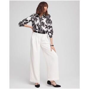 Chico’s Crepe Pleated Relaxed Pants Ecru Size 1.5 or 10 NWT